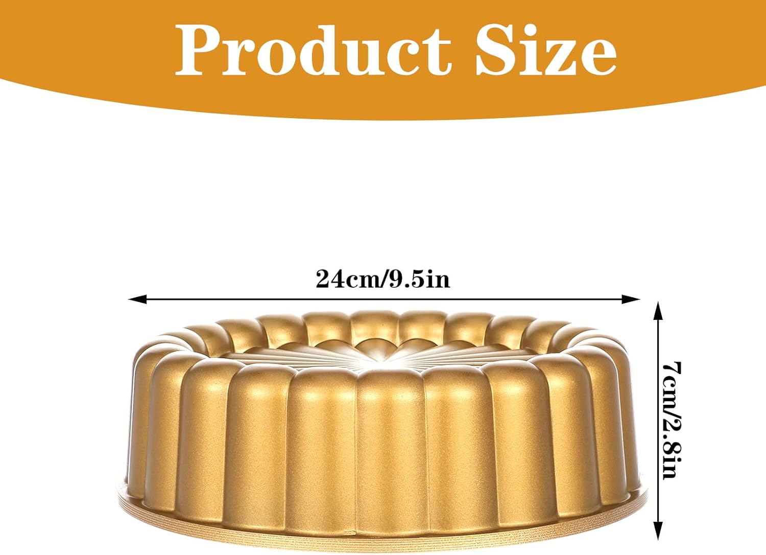 9.5 Inch Charlotte Cake Pan, Reusable Mold Fluted Cake Pan, Nonstick Aluminium Cakes Mold with Flower Shape for Cheese, Chocolate Cakes, Strawberry Shortcake, Brownie Tart Pie - Image 2