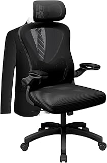 Ergonomic Mesh Office Chair, High Back Desk Chair with Adjustable Headrest & Flip-Up Armrests, Swivel Comfy Chair for Home Office/Study, Black