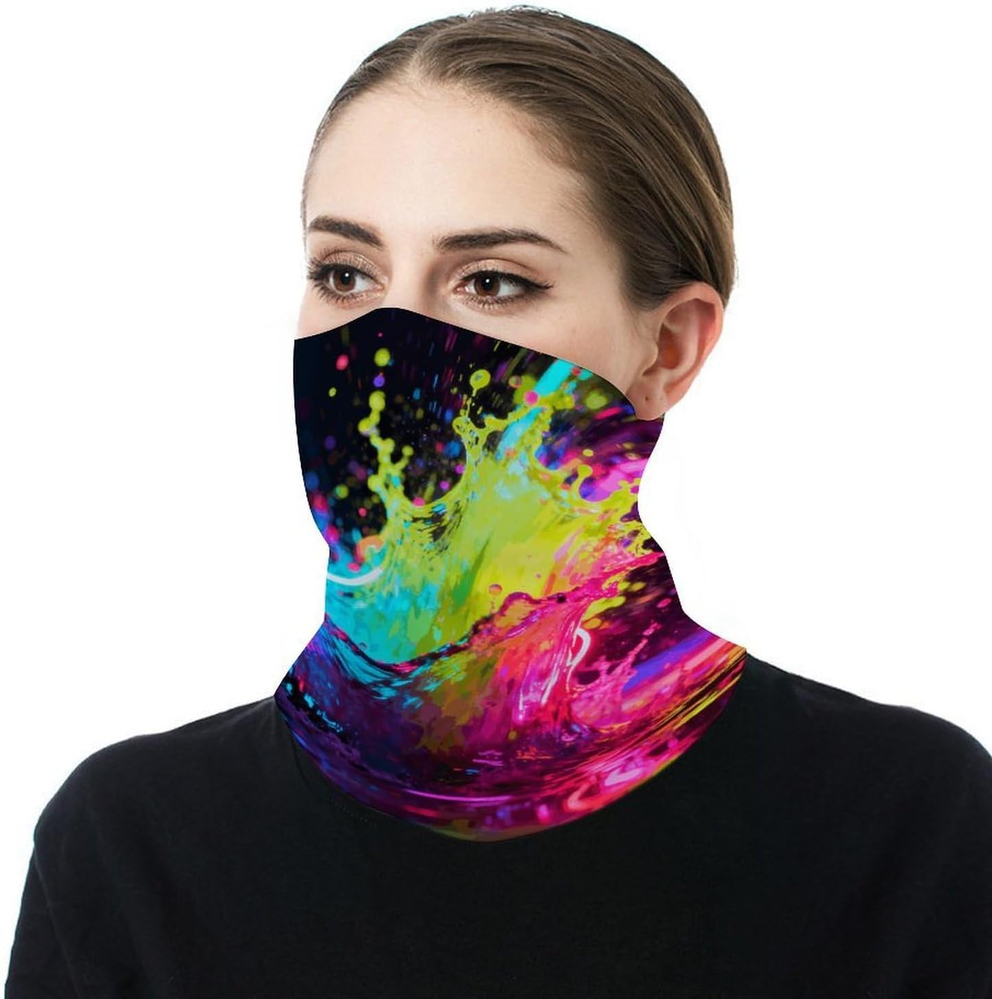Neon Splash Bandana Soft Neck Breathable Headband Uv Protection Neck Gaiter Reversible Scarf Gaiter Double-Sided Head Scarf Multipurpose Headwear For Outdoor Running Hiking