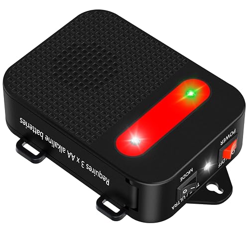 Angveirt Battery Operated Ultrasonic Rodent Repellent for Cars & Garages | with Strobe Lights, Helps Deter Nesting & Wire Damage, Under Hood Protection, Humane Rodent Deterrence, 1 Pack