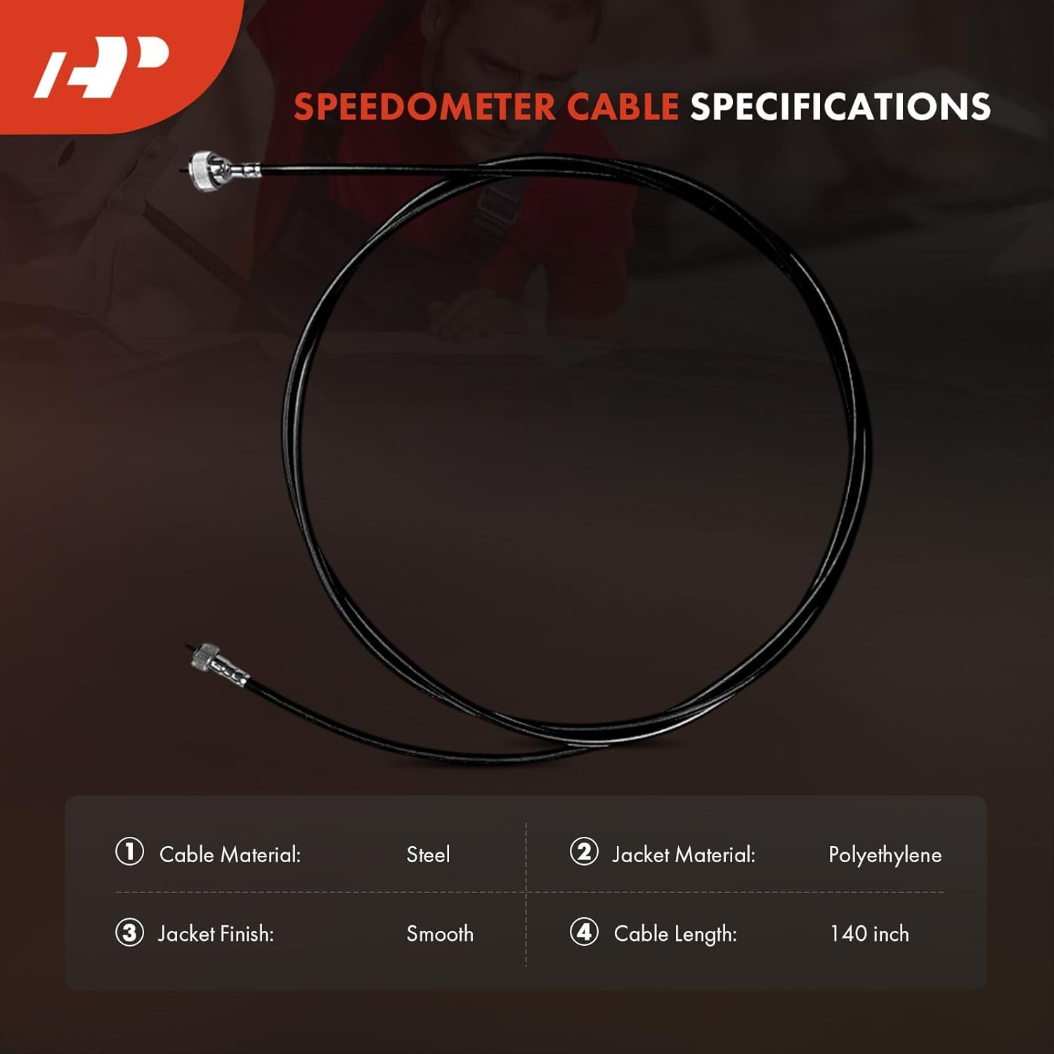 A-Premium 140 inch Speedometer Cable Compatible with Chevrolet Malibu, Monte Carlo, Blazer, C10 C20 Suburban, El Camino, C30 Pickup & GMC Jimmy, C15/C1500 Pickup & Dodge A100 & Fargo & Pontiac