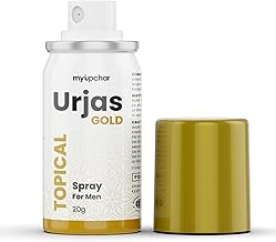 myUpchar ayurveda Urjas Topical Spray Gold For Men | Non-Transferable & | Non Alcoholic | Strawberry Flavor With No Side Effect | 20 Gm