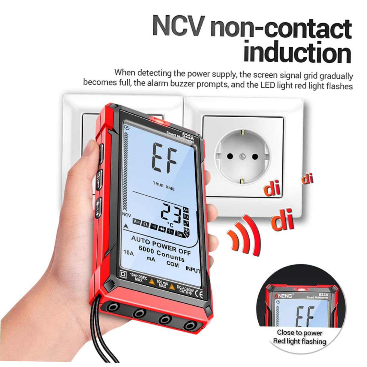 Alipis Professional Digital Multimeter Auto-ranging Voltage Tester Frequency Multi Tester for Resistance Capacitance Measurement Portable and Lightweight