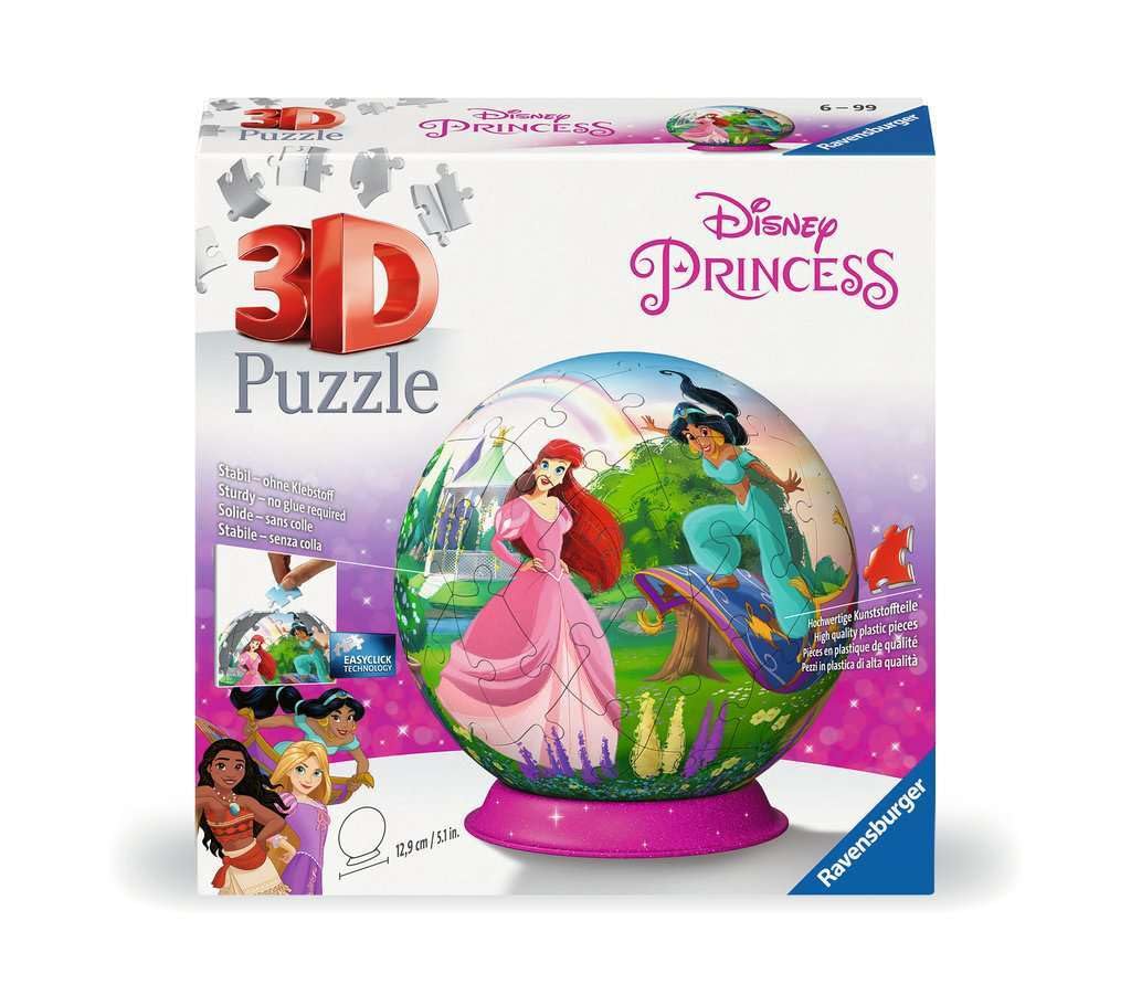 Ravensburger - Puzzle 3D, Ball Disney Princess per Adulti e Bambini 6+ Anni, Idea Regalo, 72 Pezzi, Include Supporto per Esporlo