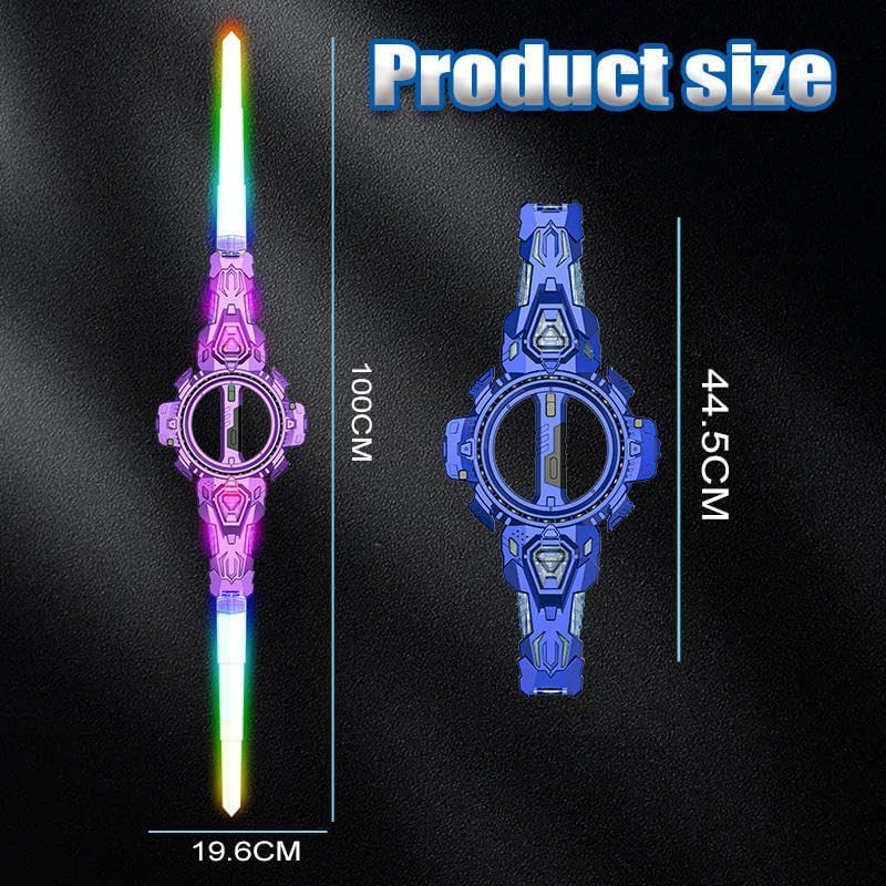 Image of BUQARO Fire Spiral Double-Edged Light Sword Toy with LED Lights & Sound | Wrist-Activated Rotating Action Role Play Sword for Kids & Teens