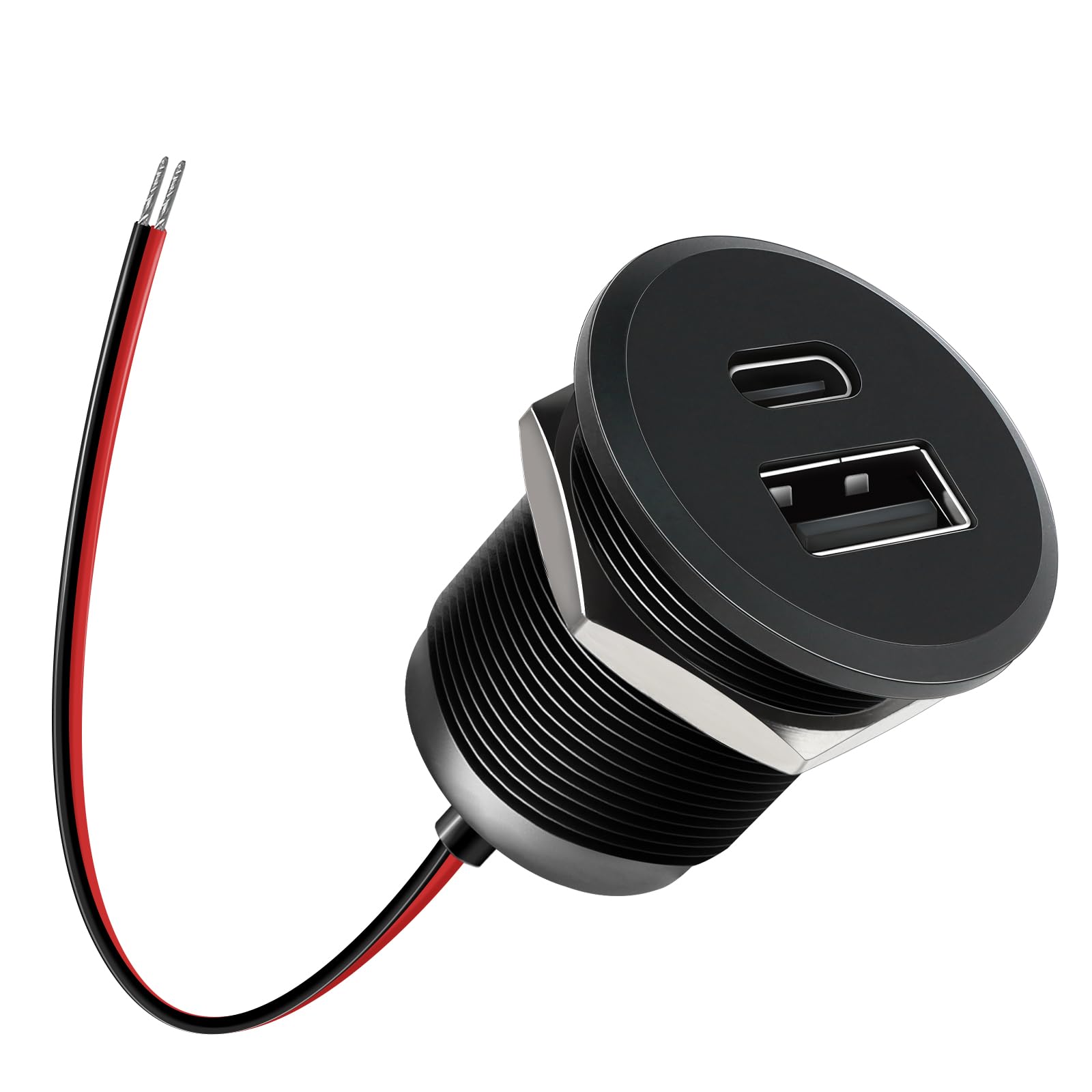 acegoo USB C Steckdose 12V Wohnmobil Ladegerät Vollaluminium, Typ C USB Anschluss PD3.0 QC3.0 KFZ Buchse Dose Einbau Adapter für Camper Auto Boot LKW Wohnwagen (kleines Panel*2)