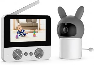 5 İnç LCD Ekranlı Bebek İzleme Kamerası, Gece Görüşlü 360° Dönebilen Kablosuz Bebek Monitörü, 2 Yönlü Sesli Sıcaklık Nem Takipli Ninni Beslenme Hatırlatıcılı Uzaktan Uygulama Takipli Bebek Kamerası