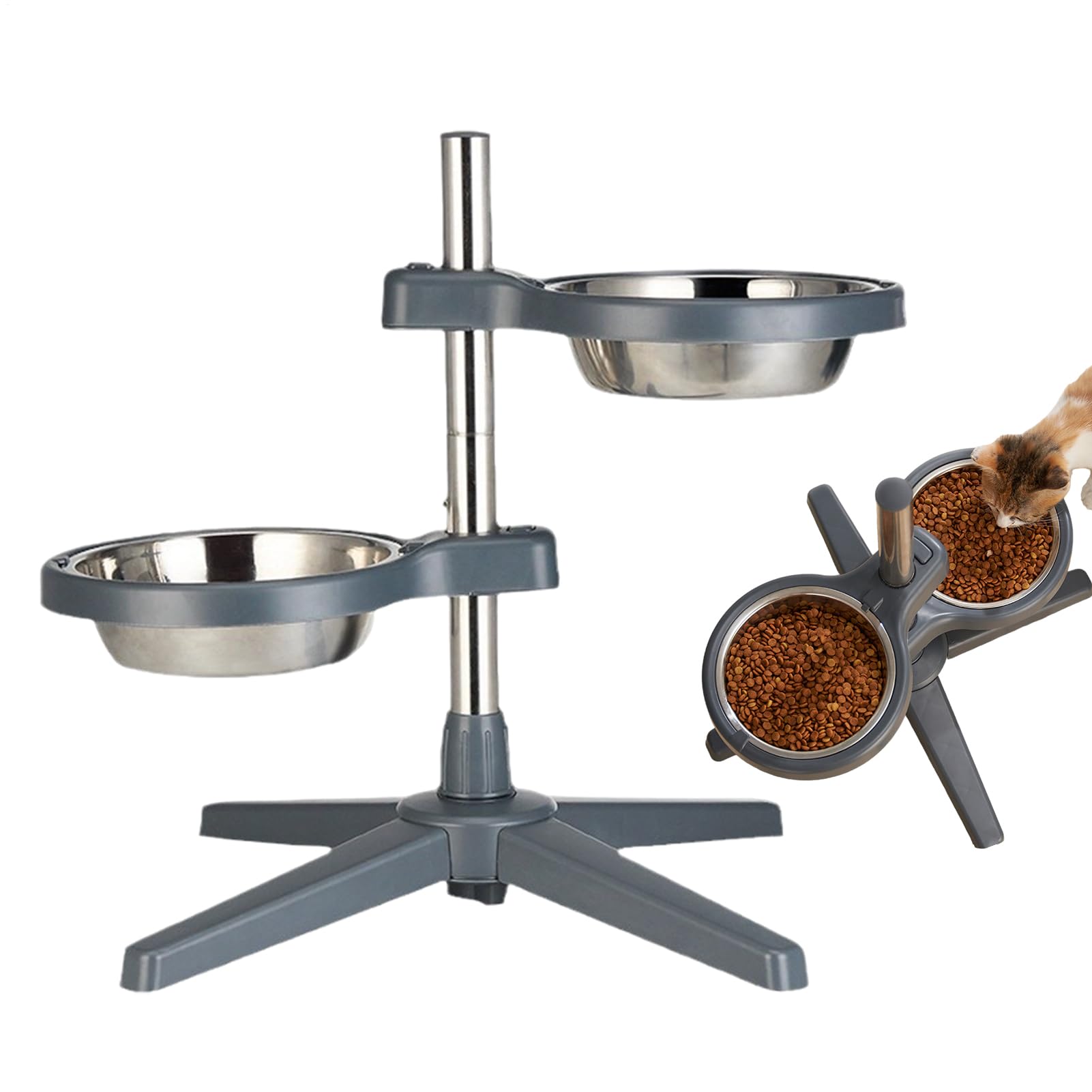 Futternäpfe Für Haustiere – Erhöhter Doppelnapf, Futterständer, Abnehmbare | Schalen Aus Edelstahl, Stabile, Rutschfeste Basis, Ergonomische, Erhöhte Lösung Für Das Essen Von Haustieren | Für Den Täglic