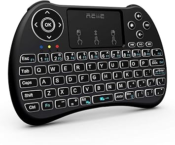 Backlit VersionREIIE H9+ Mini Keyboard,2.4GHz Wireless Mini Handheld Smart TV Remote Keyboard with Touchpad for PC,Raspberry Pi 2, Pad, Smart TV, Android TV Box, Windows 7 8 10Not Suport Bluetooth