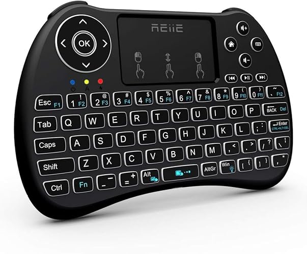 (Backlit Version)REIIE H9+ Mini Keyboard,2.4GHz Wireless Mini Handheld Smart TV Remote Keyboard with Touchpad for PC,Raspberry Pi 2, Pad, Smart TV, Android TV Box, Windows 7 8 10(Not Suport Bluetooth)