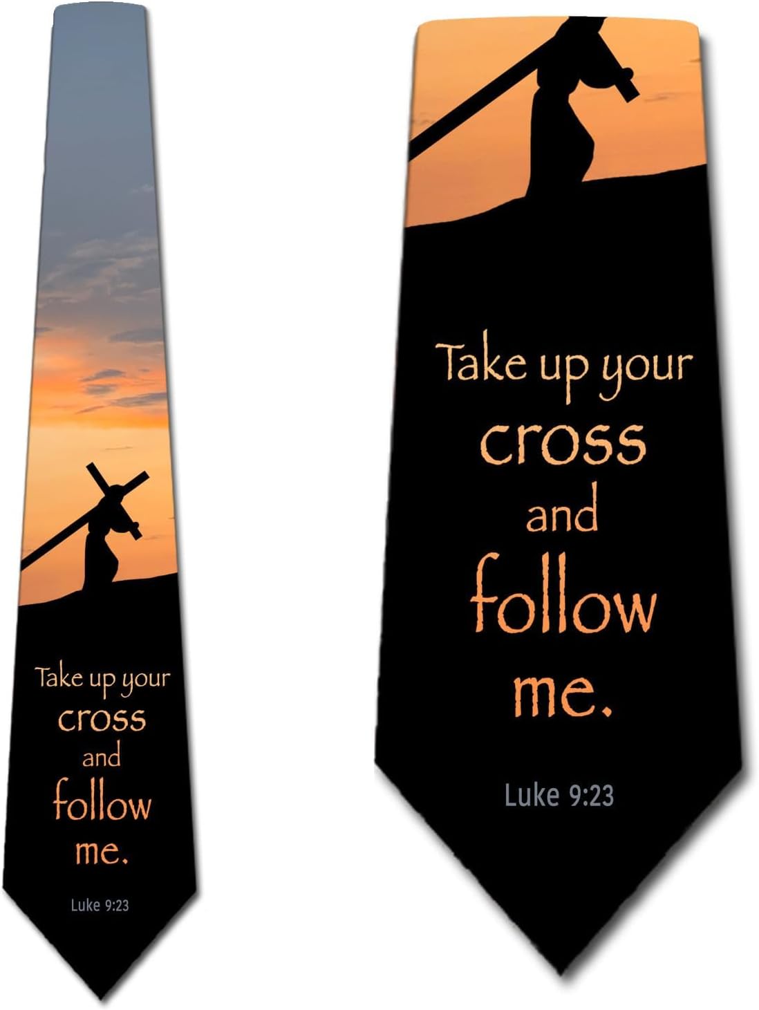 Three Rooker Religious Ties Mens Bible Verse Necktie Christian Necktie for Men Luke 9:23 Tie