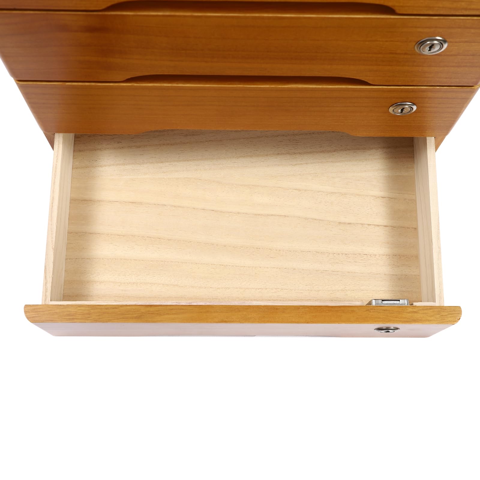 Armadietto portaoggetti in legno a 4 ripiani con serratura, cassettiera in legno Tung, organizzatore da scrivania compatto, armadietto da ufficio preassemblato