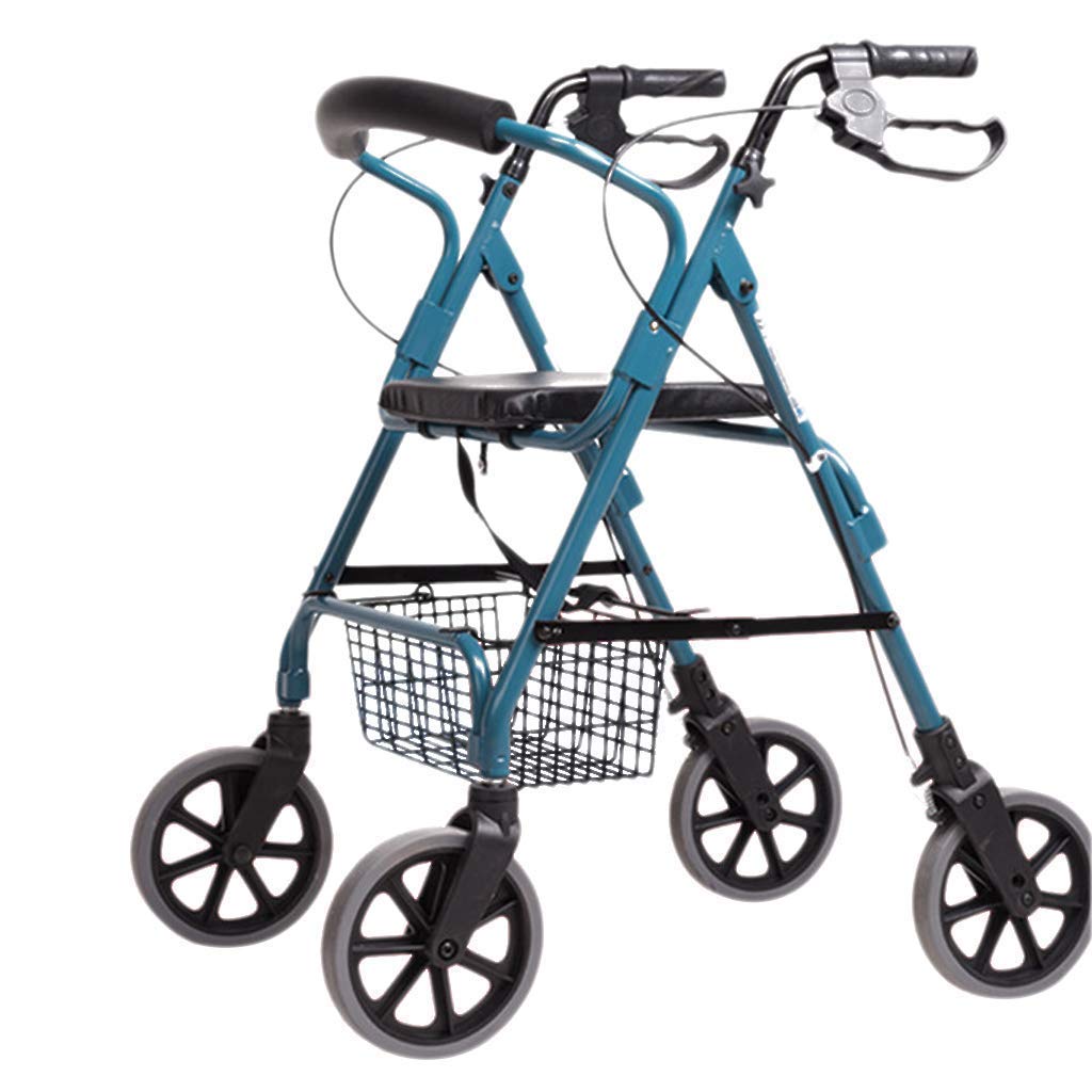 Andador para Ancianos,Práctico Andador con Ruedas de 4 Ruedas con Asiento y Cesta de Almacenamiento - Respaldo y Freno de Mano Desmontables, Ayuda de Movilidad para Personas Mayores y discap