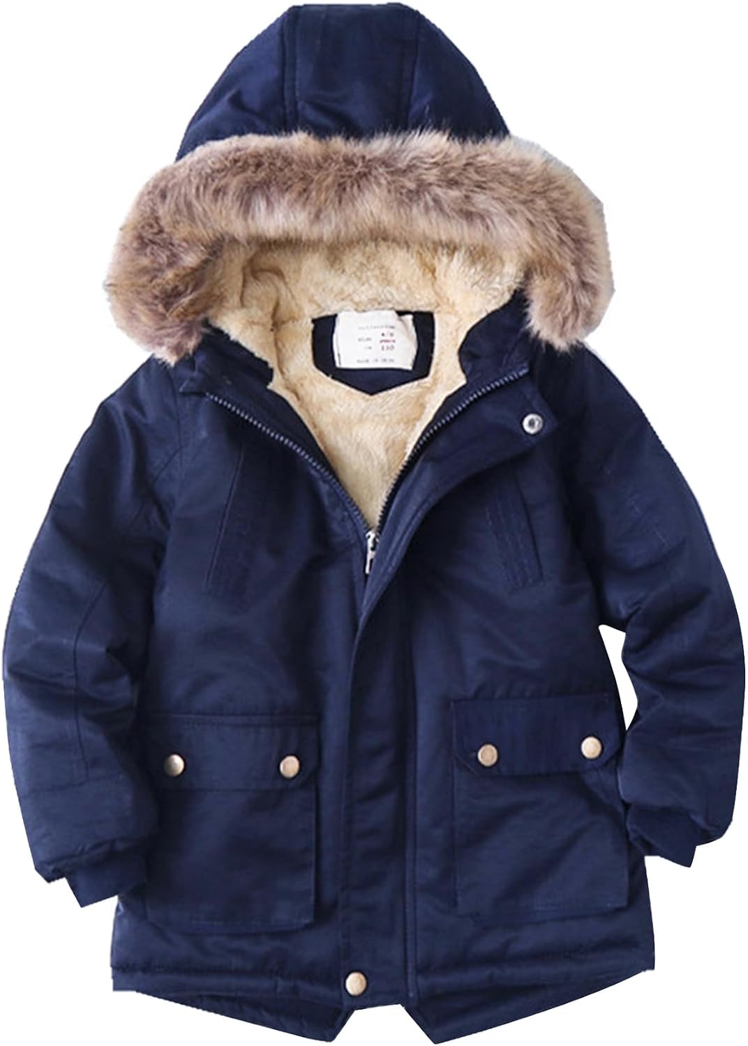 Flygo Boys Winter Coat Fleece Lined Kids Puffer Jacket Warm Quilted Hooded Parka Jackets