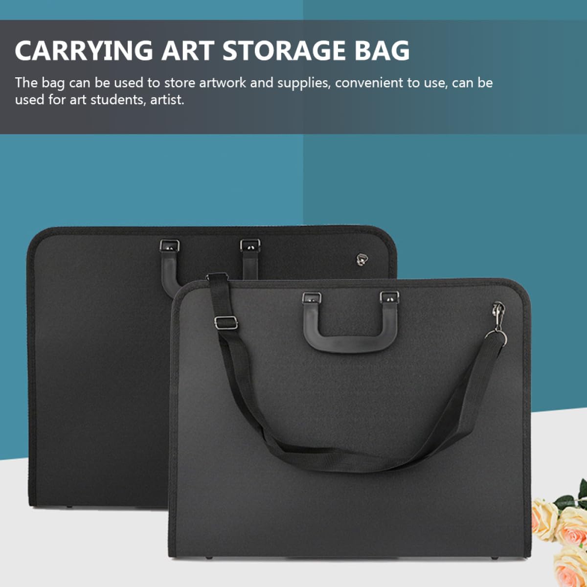 Borsa per Artisti A3 Oxford 600d Nero, Facile da Trasportare e Portatile con Manico, per Studenti D'arte e Conservazione Disegni