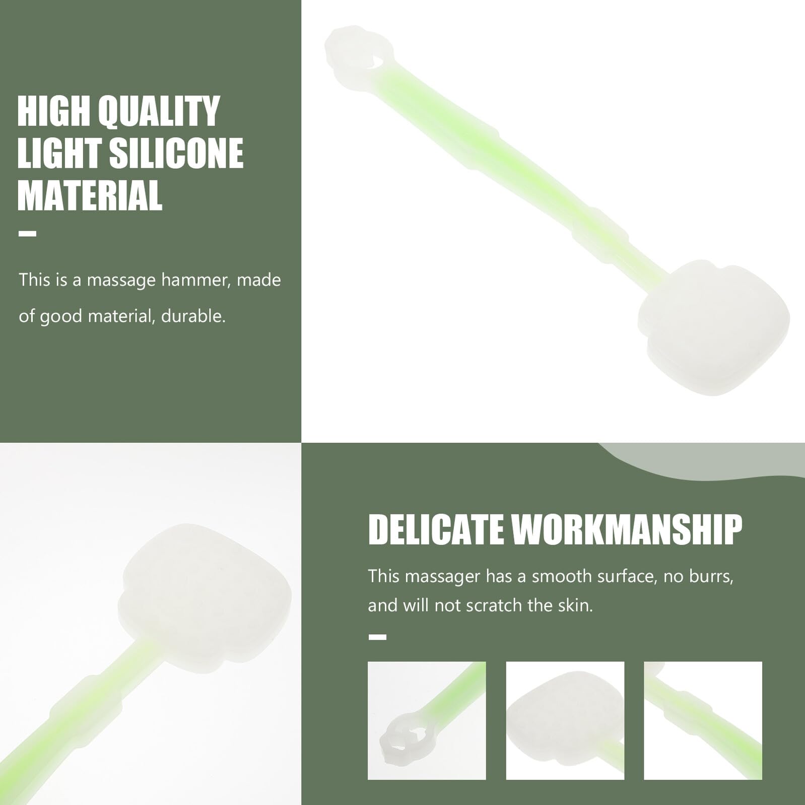 VALICLUD 3 Pezzi Massaggiatore Per La Schiena Punto Muscolo Strumento Di Massaggio Facciale Rilassare Il Martello Muscolare Strumento Fascia Adulti Se Stesso Corpo Gel Di Silice Verde