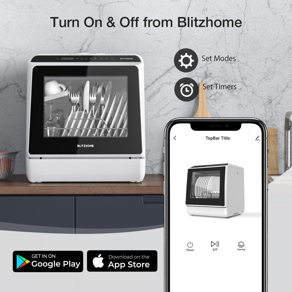 BLITZHOME Portable Dishwasher Countertop: Efficient, Compact, and Smart