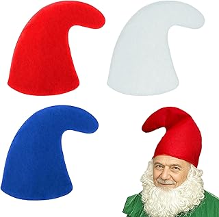 SAIIURV 3 Pack Curly Garden Gnome Style Dwarf Hat for Adults, Colorful Christmas Elf Gnome Hats for Men Women, Party Headwear Gnome Costume Hat Accessory for Fancy Dress Cosplay Party Festival