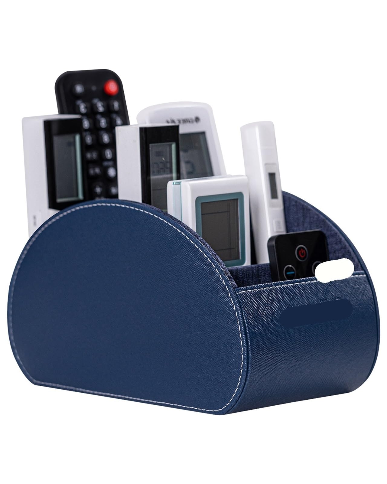 WUYXTO TV Remote Control Holder Organizer Box With Compartment Leather Multi-functional Office Desk Storage Caddy Supplies For Desktop(Blue)