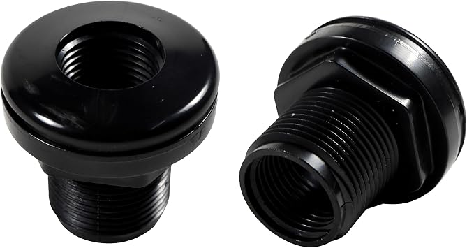 Hqrp 2個パック 1/2インチ Abs バルクヘッド継手 ダブルスレッドウォータータンクコネクター レインバレル 水槽 水槽 浴槽 プール用