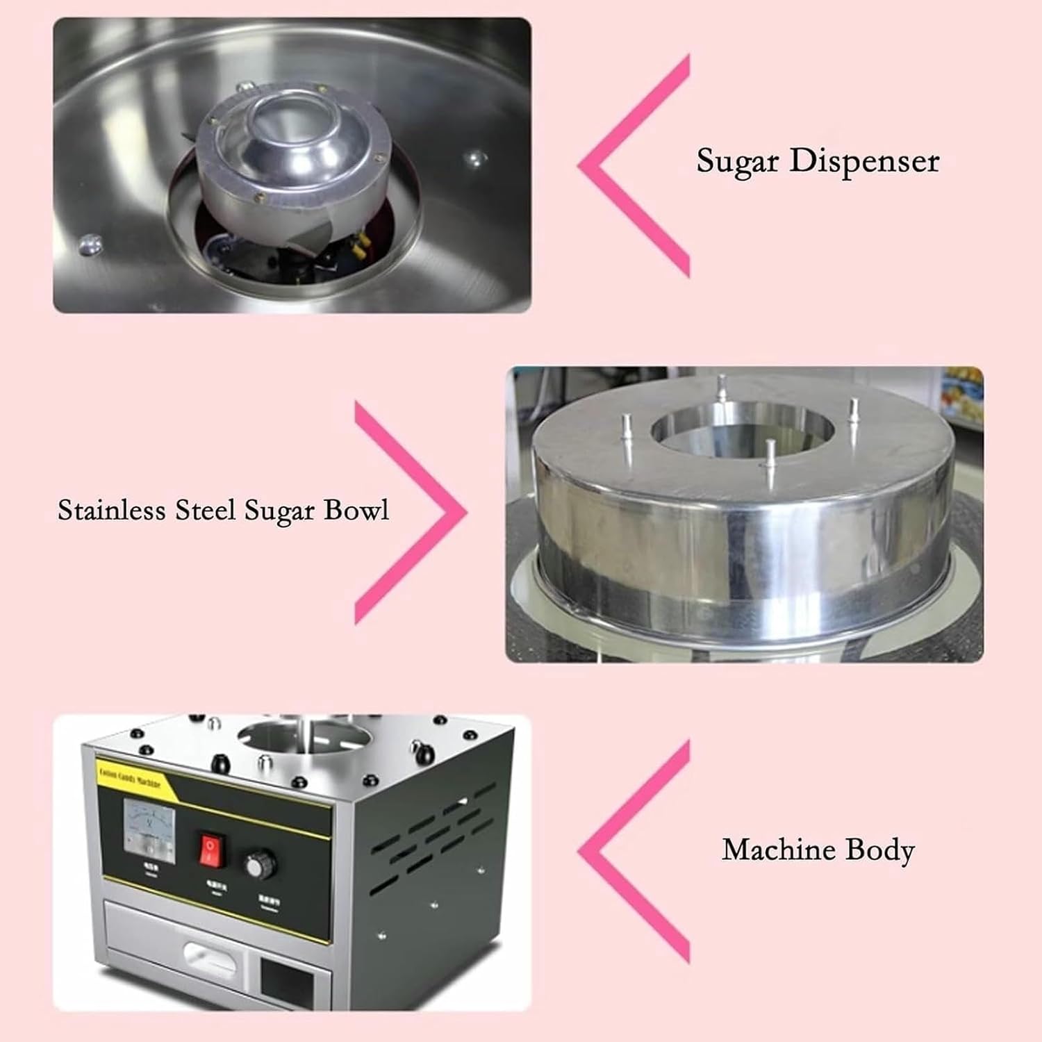 Stainless Steel Electric Cotton Candy Machine, Commercial Cotton Candy Machine,Colorful fancy drawing small cotton candy machine