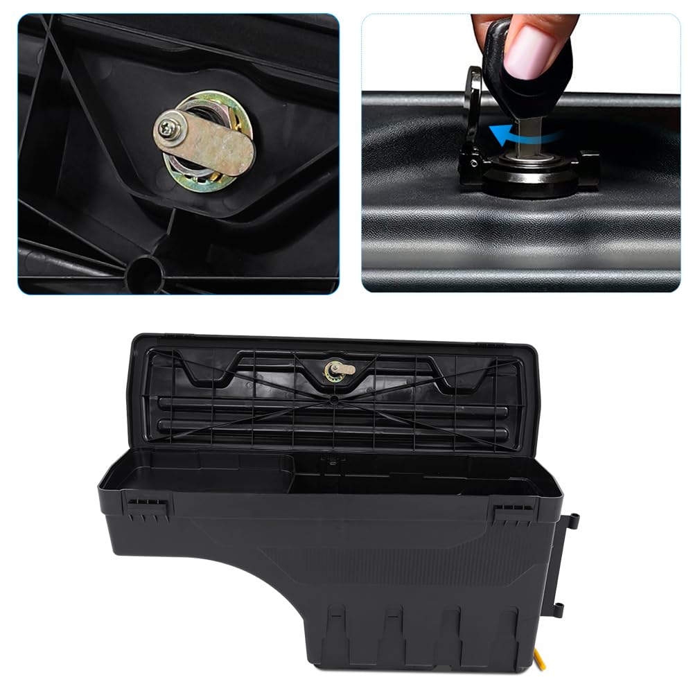 Caja de herramientas de almacenamiento para Ford Ranger 2023 2024 T9 Pickup Wildtrak Raptor XL XLT Limited Tremor Platinum Caja de herramientas Organizador 180° Swing Case (lado derecho)