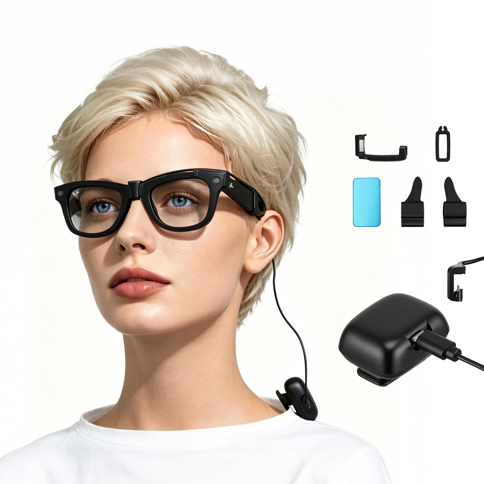 Caricabatterie portatile con batteria per occhiali intelligenti Meta-RayBan, Powerbank magnetico per Meta 1a e 2a generazione, compatibile con Head-Liner Way-farer Sky-ler (batteria singola