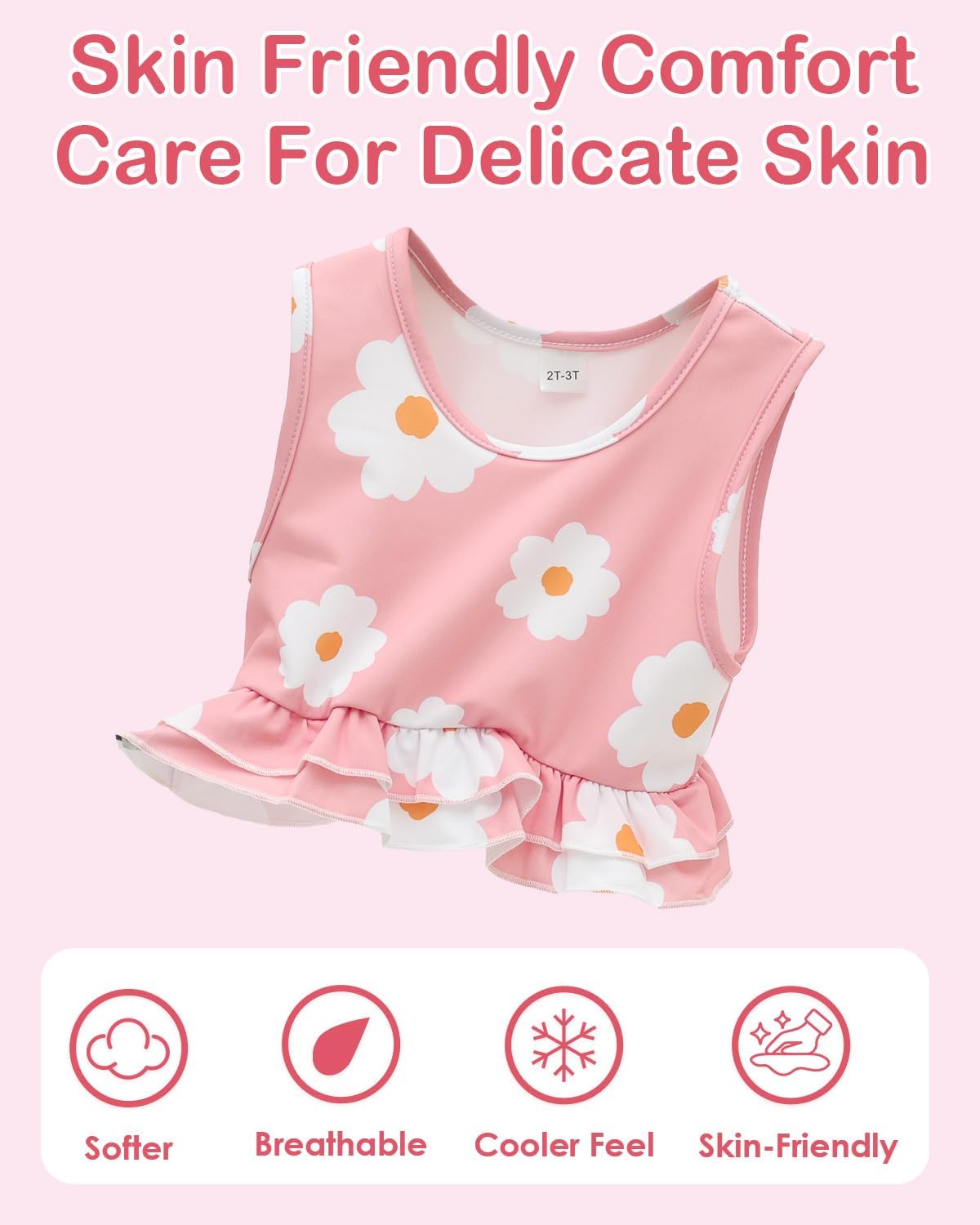 ALVABABY Toddler Girls Two Pieces Swimsuit,Reusable Toddler Swimsuit,Infant Bathing Sleeveless Tankini Swimwear