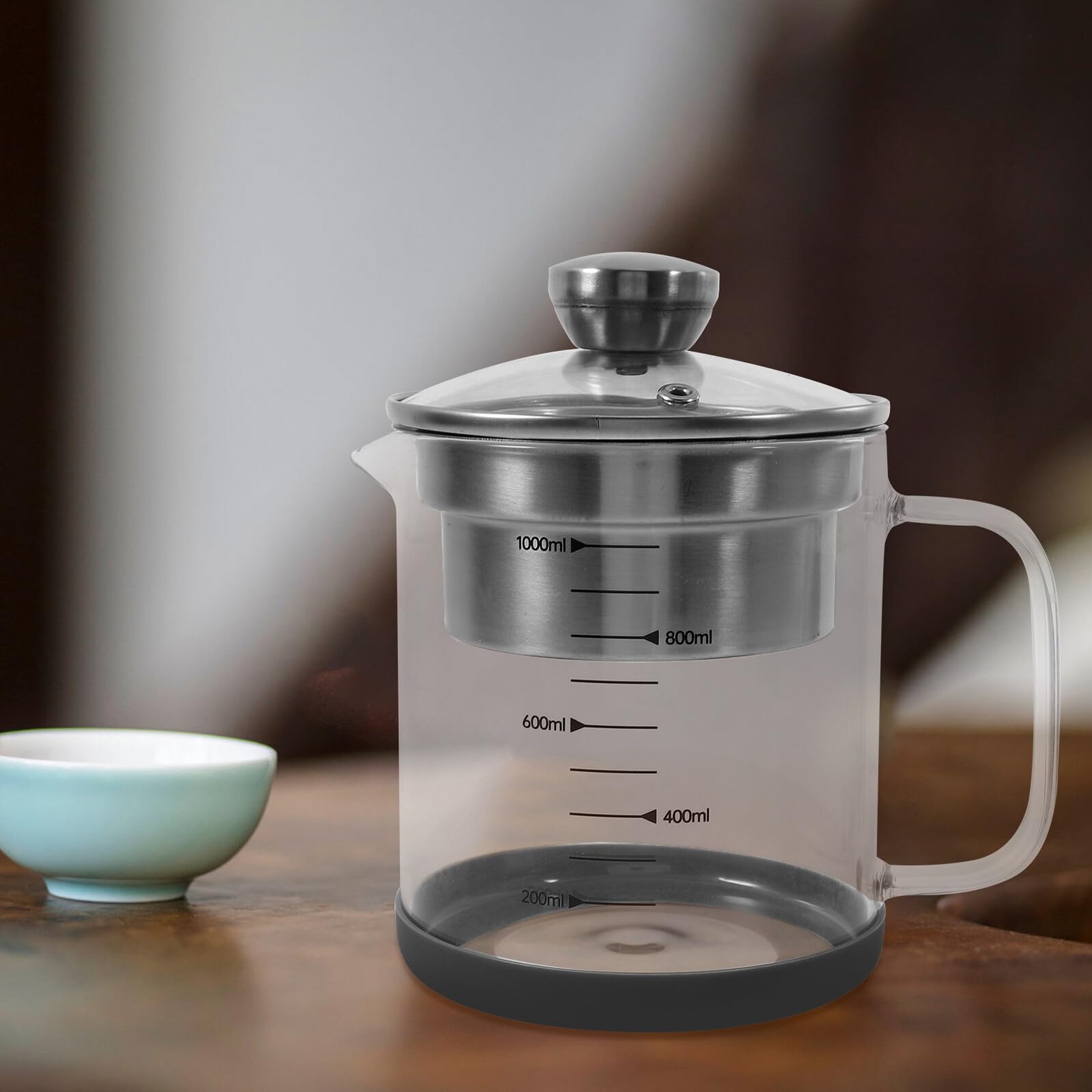 SEWACC Sojamilchfilter aus Glas und Edelstahl mit 1l Fassungsvermögen Feines Küchensieb zum Kochen und Teesieben für Küche und Kochen
