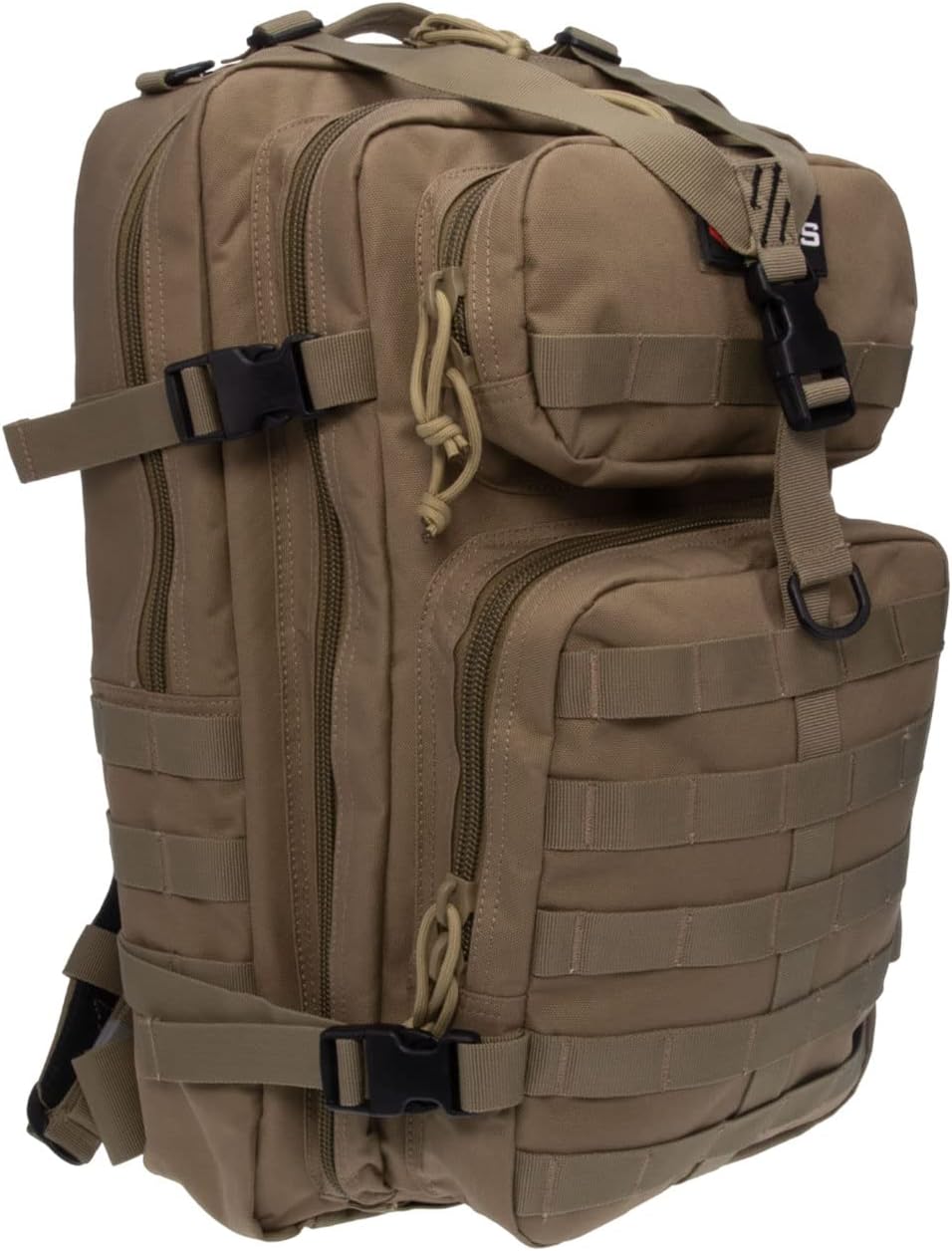 G OUTDOORS PRODUCTS Tactical Bugout Tan Durable Weatherproof Water-Resistant Computer Backpack with 2 Removable Pistol Cases, Magazine Pouches & MOLLE Webbing for Shooting & Hunting - Image 2