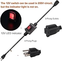 Vista 5 de weideer Cable de extensión con interruptores de alimentación de encendido/apagado IP67 impermeable 20A 250V 16AWG 2FT 3Pin enchufes enchufes