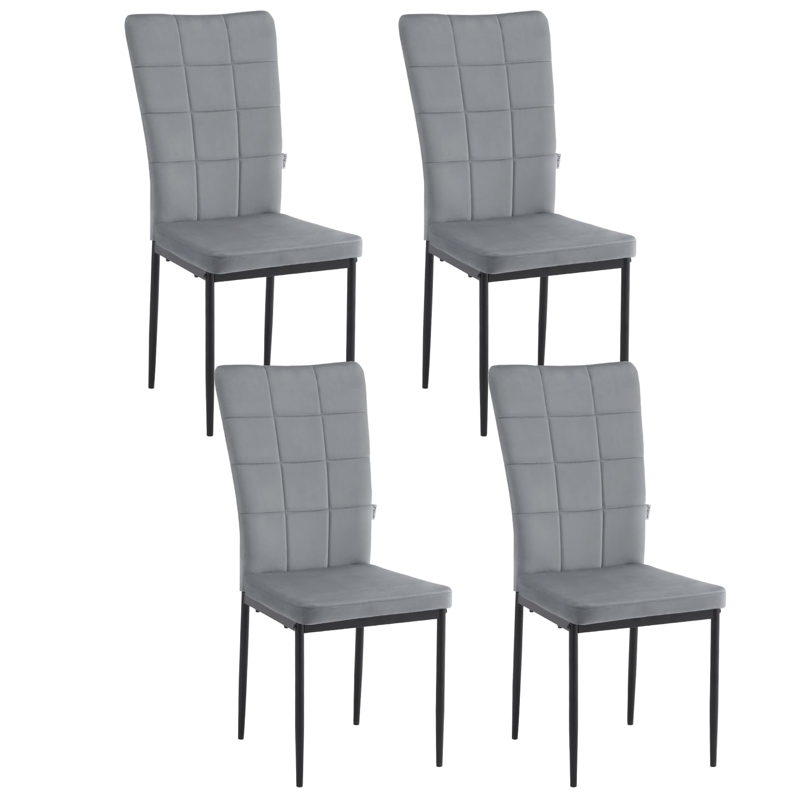 WOLTU Sillas Comedor Pack de 4, Sillas Comedor Tapizadas, Respaldo Alto, Sillon Moderno de Terciopelo, Sillas Ergonómicas con Patas de Metal para Comedor, Dormitorio, Salón, Gris Oscuro, EZS22dgr-4