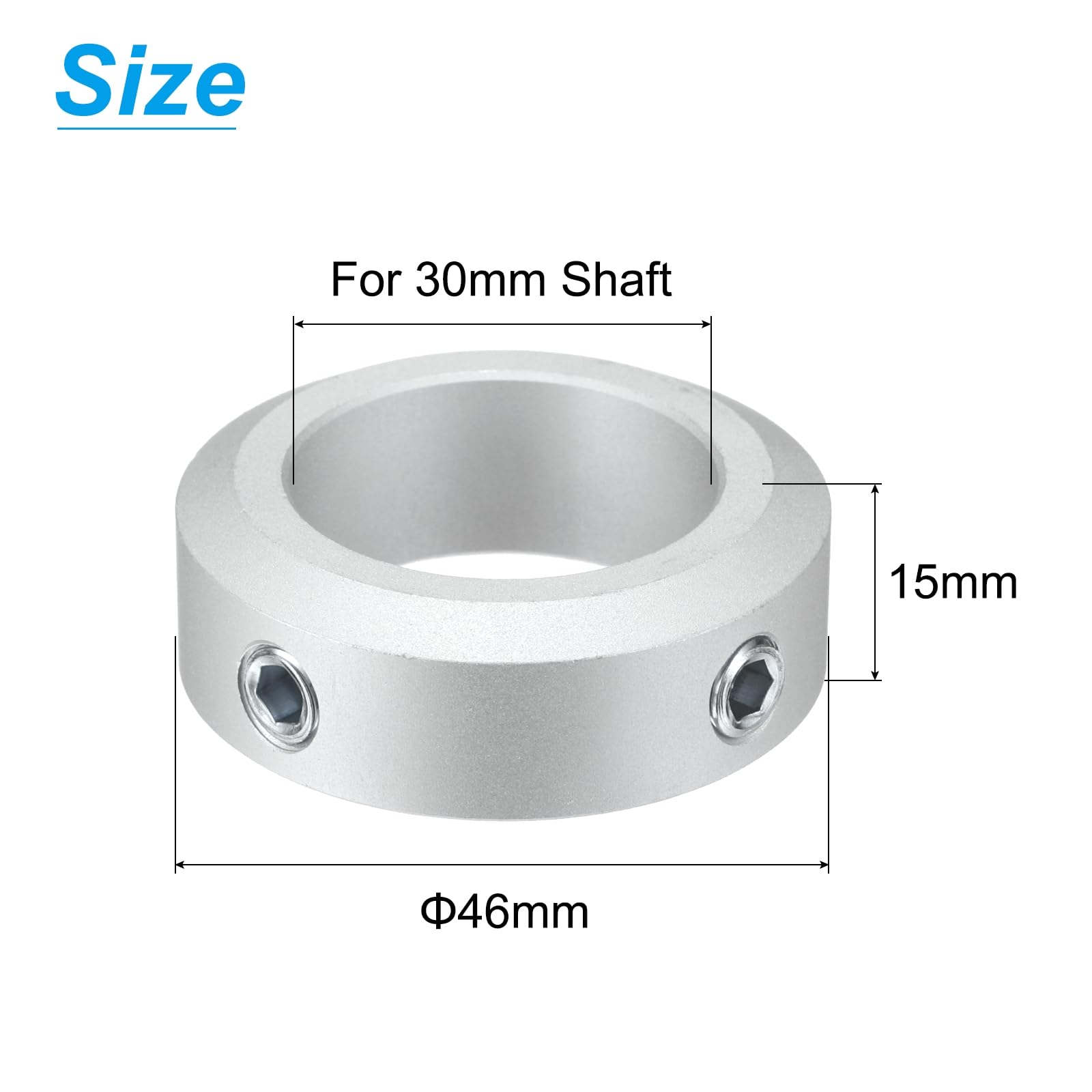 QUARKZMAN Set di Collari Diviso per Albero 30mm, 2pz Collari di Bloccaggio 46mm OD, 15mm Spessore, Collare Bloccaggio Lega Alluminio con Viti Fissaggio M8 e Una Chiave
