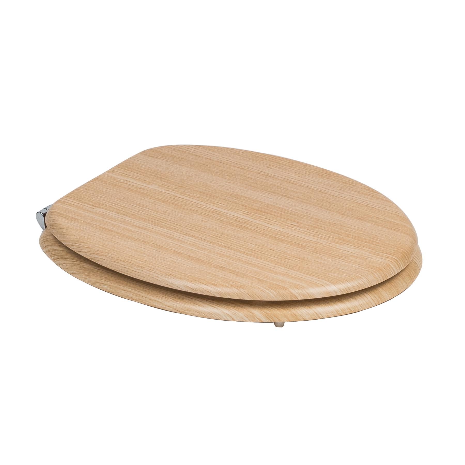 iTrend 18" MDF Toilet Seat Pine Oval Bathroom Toilet Seat Perfect for Most UK Sizes Zinc