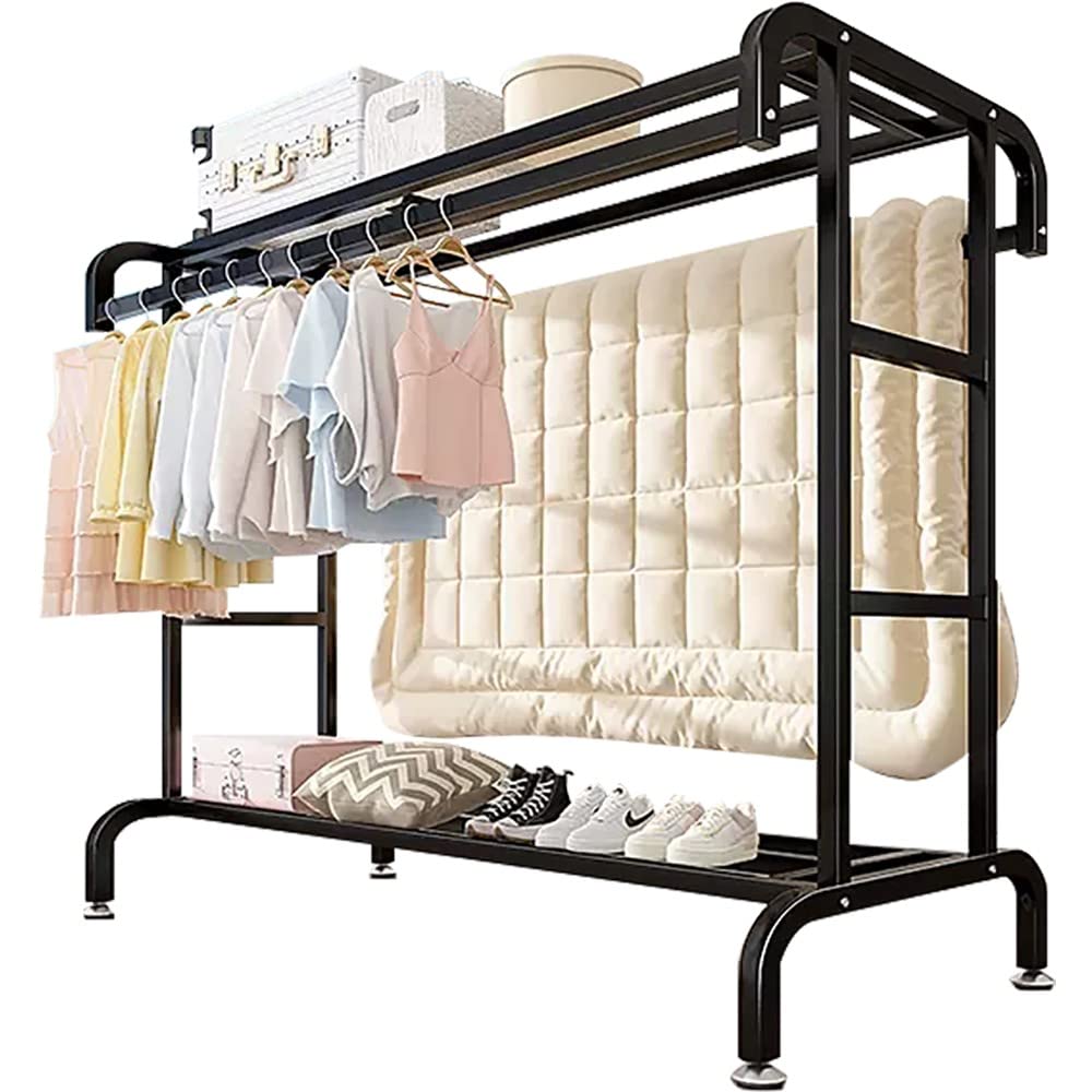 Aycdl A Ycdl Freestanding Garment Rack With Wheels, Double Rail Nd Storage Shelf For Hanging Clothes, Multifunctional Design,-120 * 50 * 150Cm