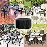 RICHIE Round Garden Furniture Covers Waterproof, Patio Round Garden Table Cover 102x71cm Heavy Duty 420D Oxford Small Round Table Covers with Drawstring Cord, Windproof, Anti-UV Black - Image 6