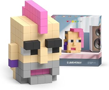 Cubeheads Dudes Pixel Art Building Set 3D Tile-Based Home Decor Model, Create & Display Retro Pixel Figures, Unique Artistic Gift for Gamers, Designers & Collectors