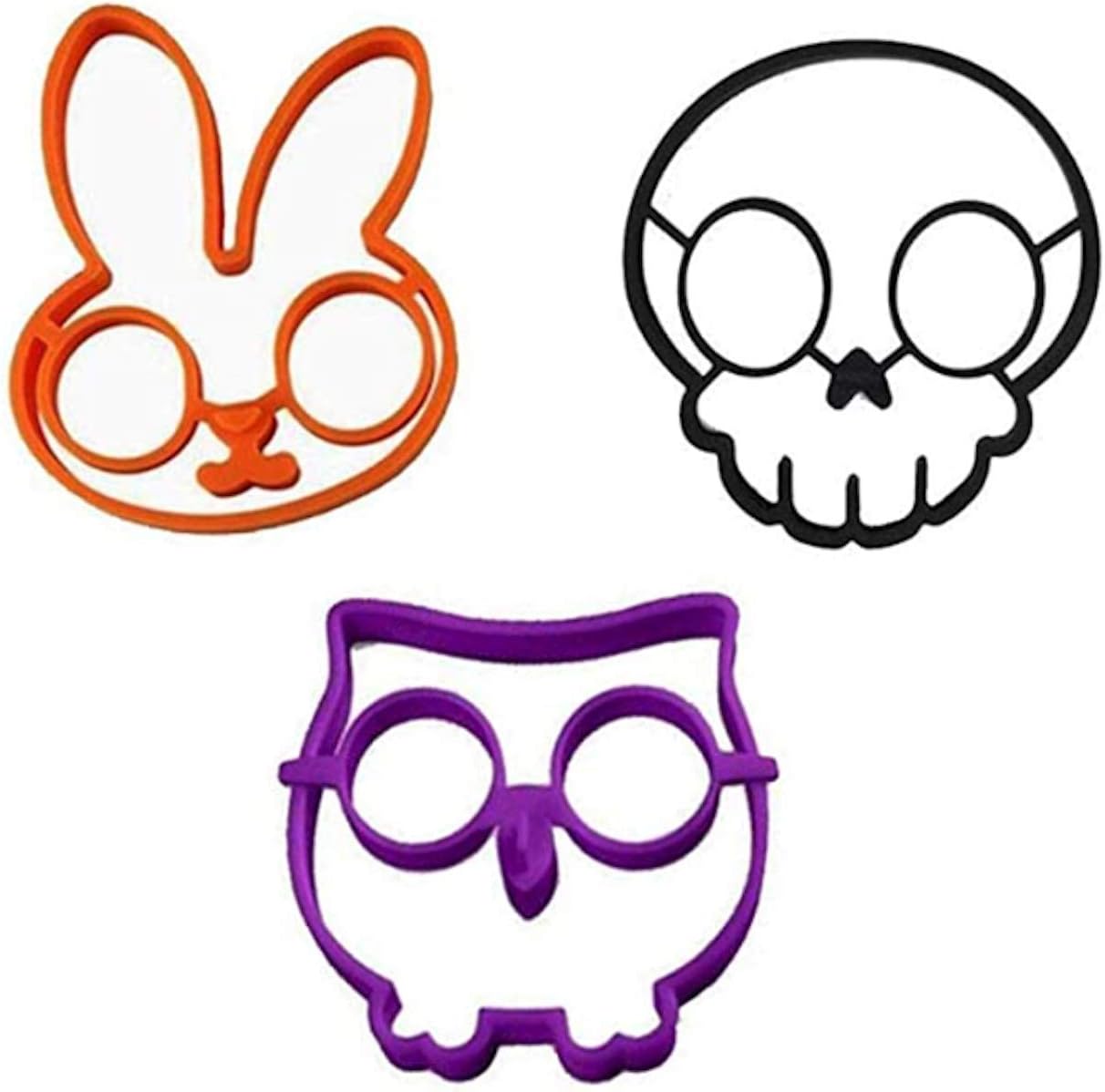 Tenta Kitchen Silicone Egg Ring Mold, Pancake Mold Set -Rabbit, Owl and Skull (Pack of 3)