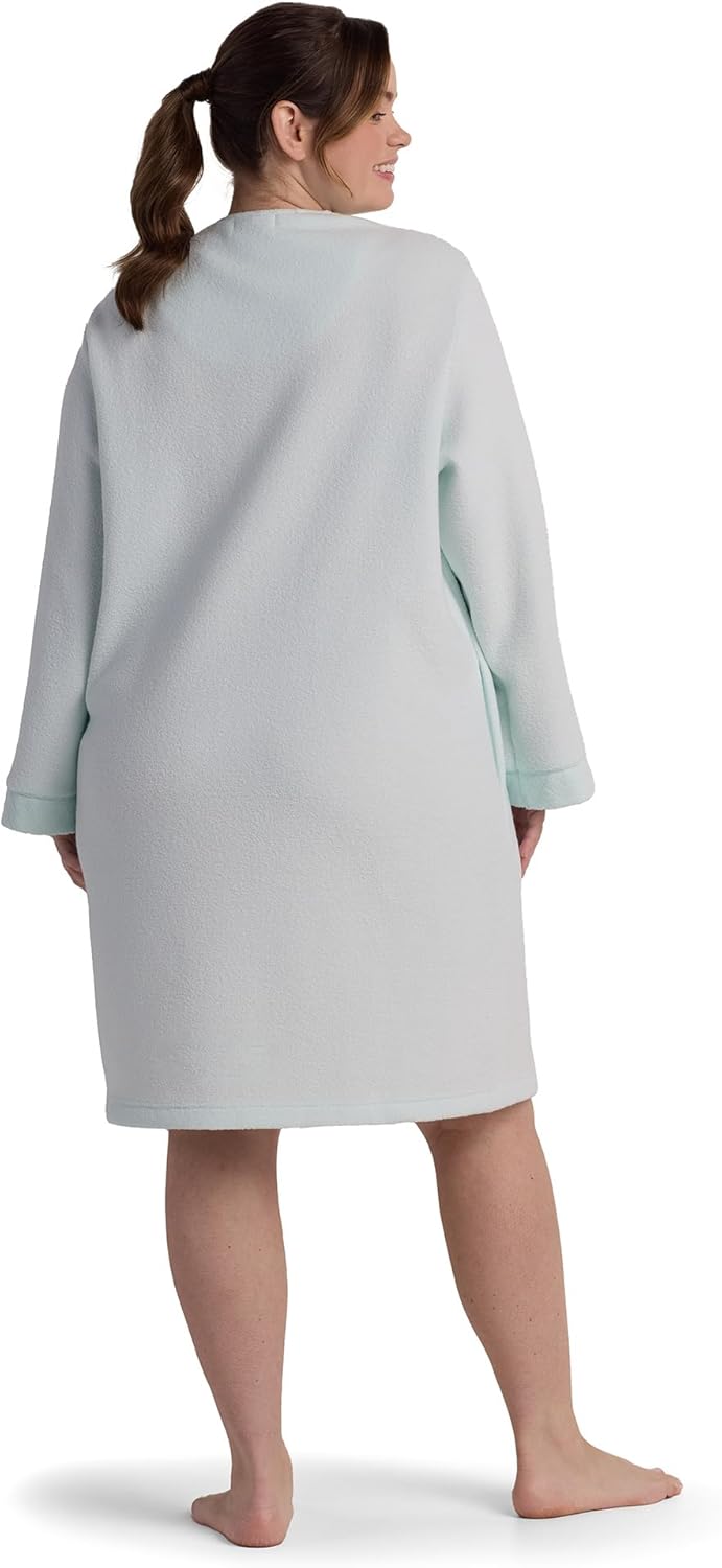 Miss Elaine Women's Brushed Back Terry Short Robe, Snap Front, Sleepwear and Loungewear