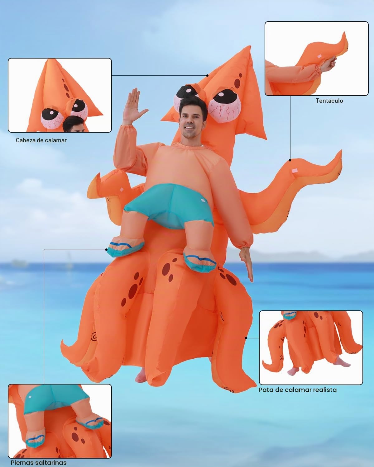 FXICH Disfraz hinchable para adultos, disfraz hinchable para mujeres y hombres, disfraz hinchable de pulpo para todo el cuerpo, disfraz divertido y fantástico de pulpo para Halloween