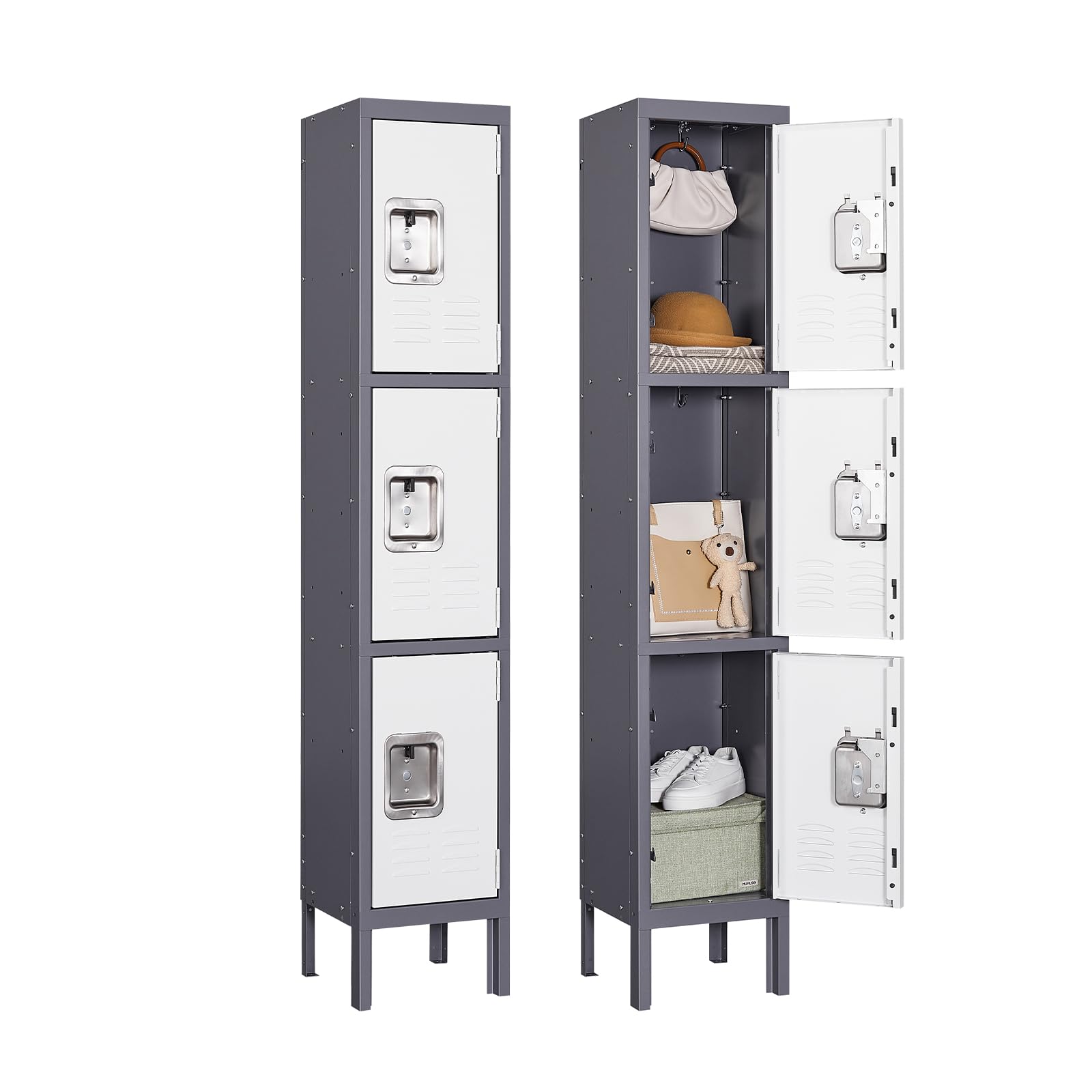 Schließfachschrank Mehrzweckschrank Spind Stahlschrank Umkleideschrank Metallschrank Lockers Fächerschrank Wertfachschrank Lagerschrank Garderobenschrank Stahlblech Pulverbeschichtung 168x30.5x30.5cm