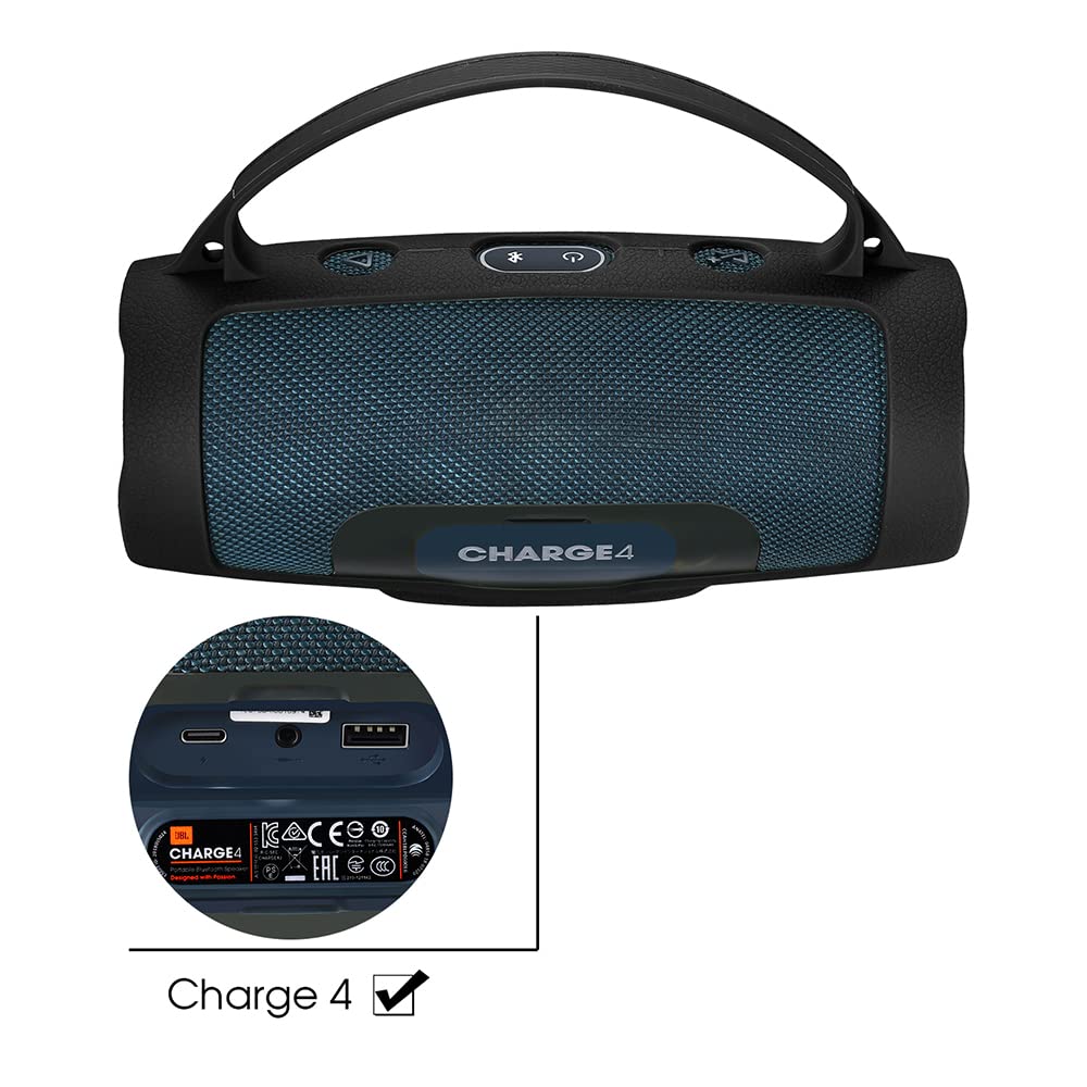 Funda de Silicona para JBL Charge Essential 2 Altavoz Bluetooth inalámbrico, Charge Essential 2 & Charge 4 Funda Protectora portátil para Viaje (Negro)