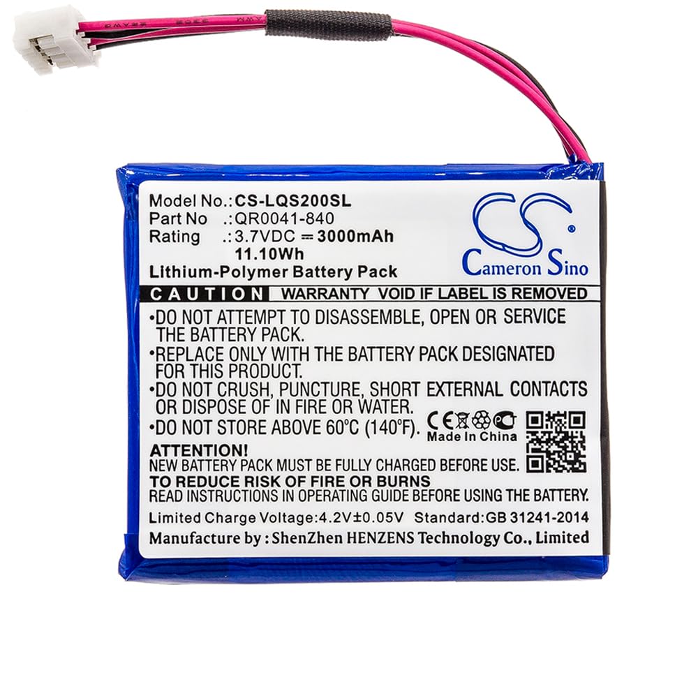 Cameron Sino Battery for Qolsys IQ Panel 2, IQ Panel 2 Plus, IQ Panel 2 Touch Panel PN:Qolsys QR0041-840, SP584646-1S2P 3000mAh / 11.10Wh