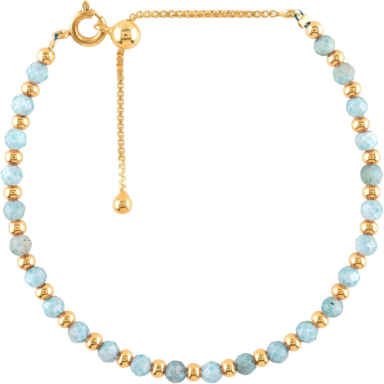 InfinityGemsArt Bracelets For Women Birthstone Jewelry Micro Beads Beaded Stone Bolo Single Slider Crystals Gemstones 14K Gold Plated Adjustable Chain, best Gifts For Her.