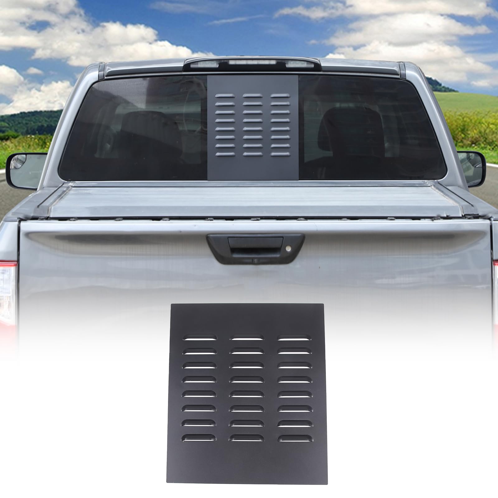 Fgtagtal Rear Window Air Vent Compatible with Nissan Titan 2016-2023, Aluminum Truck Back Window Louvers Air Vent Cover, Rear Window Air Vent Shades Cover Trim Accessories