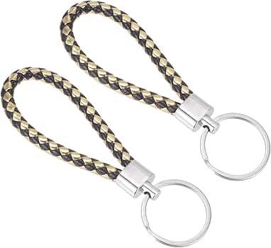 PATIKIL Braided Leather Keychain, 2 Pack PU Key Ring Woven