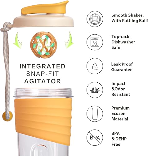 Miniatura 3 de Botella agitadora para mezclas de proteínas, 24 onzas, botellas mezcladoras de proteínas con bola batidora, botella mezcladora, botella de proteína,