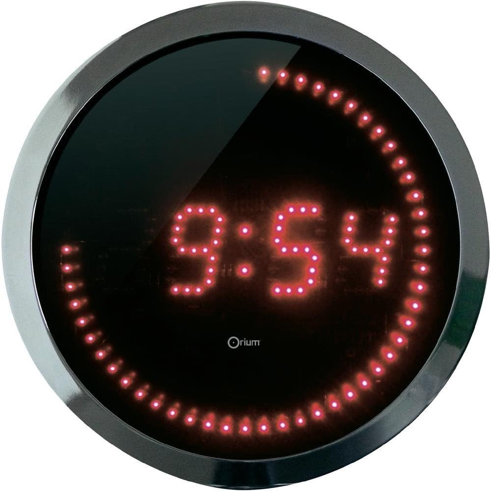 Orium 11664 Clock Red LED Brushed Aluminium/Diameter 30 cm
