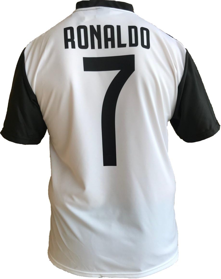 Soccer Football T-Shirt CRISTIANO RONALDO 7 CR7 Juventus Jersey HOME Season 2018-2019 Official REPLICA with LICENSE - All The Sizes BOY (2 4 6 8 10 12 Years) and ADULT (S M L XL) (6 YEARS)