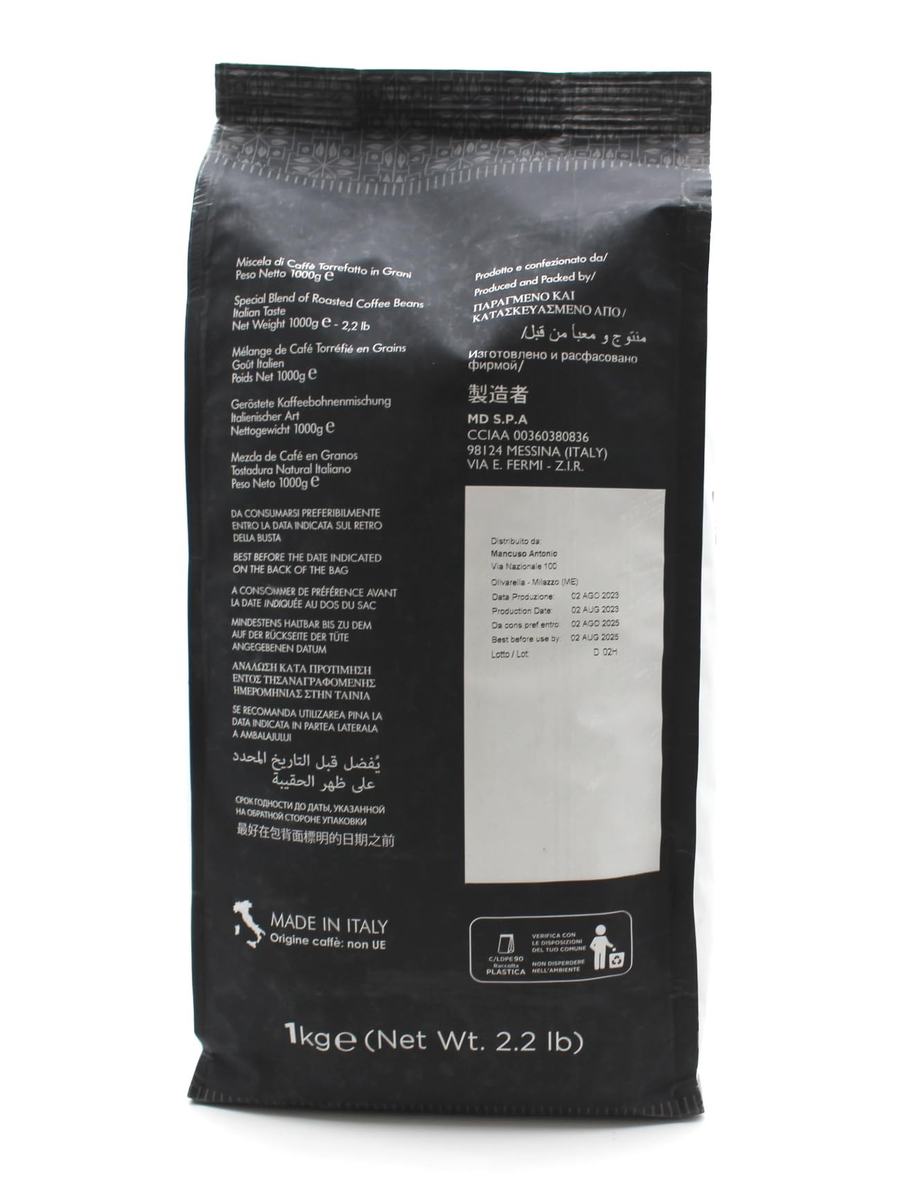 Almanegra Caffè Caffe in Grani Tostati 3 kg Miscela Forte Robusta Arabica Espresso in Chicchi